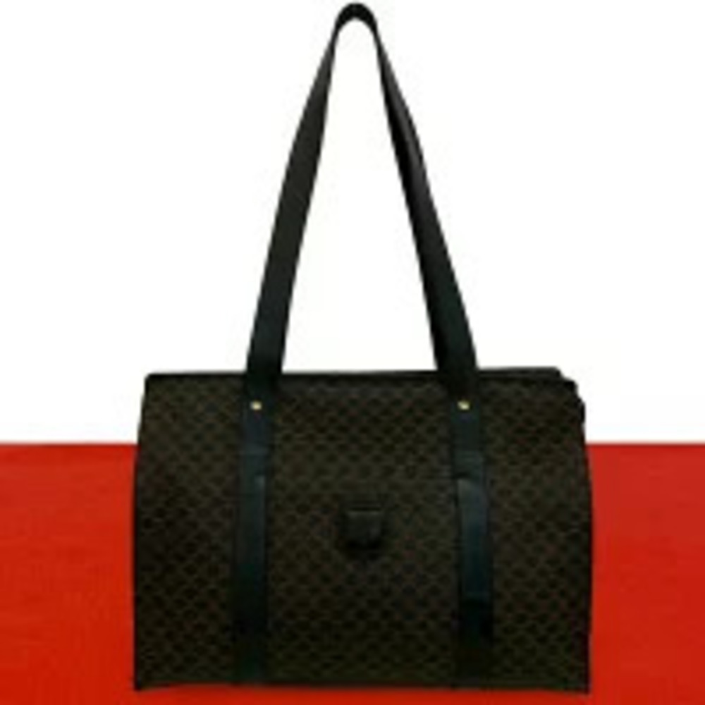 Celine Macadam Blazon Triomphe Leather Tote Bag Hobo Black